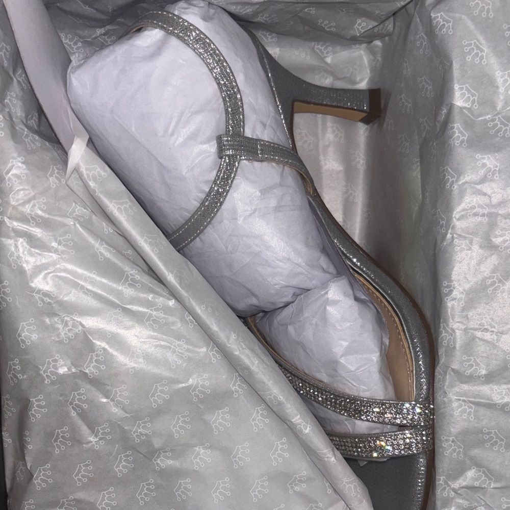 Nina Heels Style “Lizette” Silver with Rhinestones